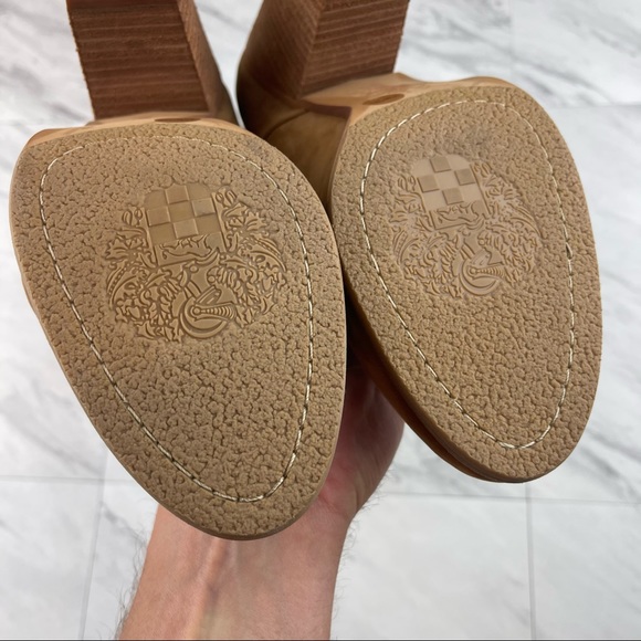 •Vince Camuto Hadley Tan Camel Brown Suede Cuff Back Zip Booties Boots Size 9.5 - Picture 12 of 15